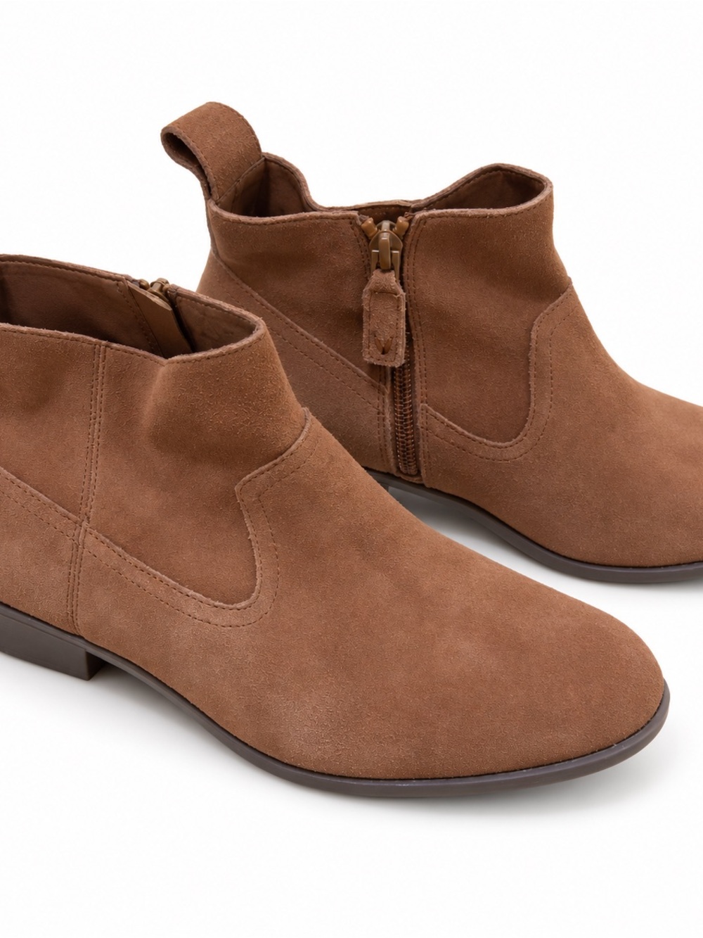 Vionic Vera S355 Suede Ankle Boots Women’s 7.5 Brown Water Resistant Side Zip